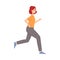 Cartoon runner athlete doing cardio sport exercise - happy woman running