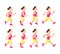 Cartoon running girl animation. Athletic young woman character run or fast walk. Animated motion sport walking vector illustration