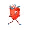 Cartoon running heart character jogging sport