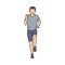 Cartoon running man from front view -young male runner athlete