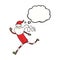 cartoon running santa with thought bubble