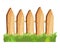 Cartoon rural wooden fence in green grass vector illustration