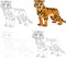 Cartoon saber-toothed tiger. Vector illustration. Dot to dot game for kids