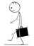 Cartoon of Sad or Depressed Man or Businessman with Briefcase Walking