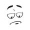 Cartoon sad face vector icon, unhappy upset emoji