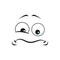 Cartoon sad face, vector unhappy or upset emoji