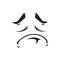 Cartoon sad face, vector unhappy or upset emoji