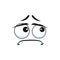 Cartoon sad face, vector unhappy or upset emoji