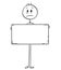 Cartoon of Sad Man Holding Empty or Blank Sign