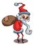 Cartoon Sad Skinny Santa Claus.