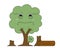 Cartoon sad tree and tree stumps