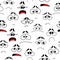 Cartoon sad, unhappy faces seamless vector pattern