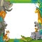 Cartoon safari - jungle - frame border template - illustration for the children