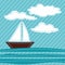 Cartoon Sail Boat. Patchwork.