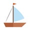 Cartoon sailboat toy object for small children to play, flat style icon