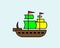 Cartoon sailboat. Vector illustration.