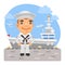 Cartoon Sailor and Aircraft Carrier