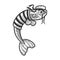 Cartoon sailor fish sketch vector illustration