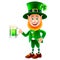 Cartoon saint Patrick with beer isolated vector illustration