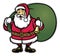Cartoon of santa claus bring the bunch of christmas gift