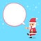 Cartoon santa claus doing pistol squats exercise with white speech bubble