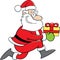 Cartoon Santa Claus with a gift