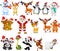 Cartoon Santa Claus with many animals collection set