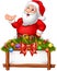 Cartoon Santa Claus posing with decorated banner