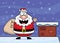 Cartoon Santa Claus Rooftop