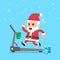 Cartoon santa claus running on treadmill