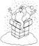 Cartoon Santa Claus stucked in chimney coloring page