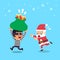 Cartoon a santa claus and thief