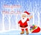 Cartoon Santa clause with winter background