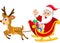 Cartoon Santa drives his sleigh