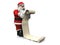 Cartoon Santa holding long wishlist.