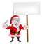 Cartoon Santa Holding Wrench and Sign