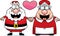 Cartoon Santa and Mrs Claus Love