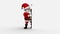 Cartoon santa presenting on white background