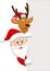 Cartoon Santa and red nose reindeer