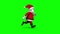 Cartoon Santa running on green background