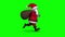 Cartoon Santa running on green background