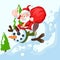Cartoon Santa with Snowman