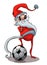 Cartoon Santa With a Soccer Ball.