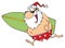 Cartoon santa surfer