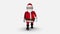 Cartoon Santa walking on white background