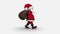 Cartoon Santa walking on white background