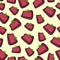 cartoon sashimi-tuna, japanese food seamless pattern on colorful background