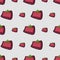 cartoon sashimi-tuna, japanese food seamless pattern on colorful background