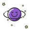 Cartoon saturn character. Vector illustration of planet