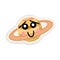 Cartoon saturn planet icon with cute face on white